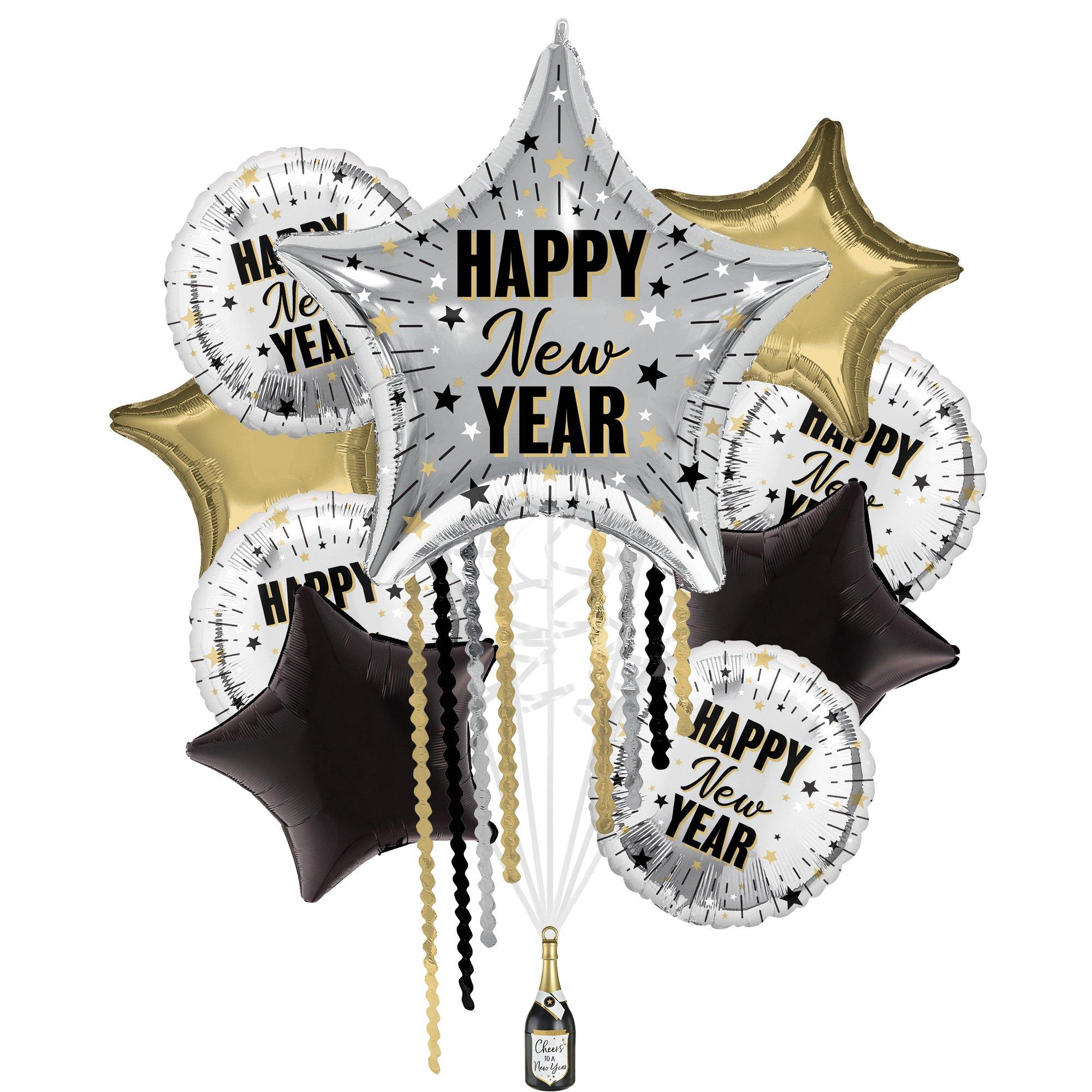 Elegant New Year Celebration Foil Balloon Bouquet